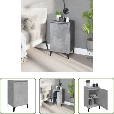 Comodino grigio cemento -  Comodino Grigio Cemento 40x35x70 cm in Legno Multistrato