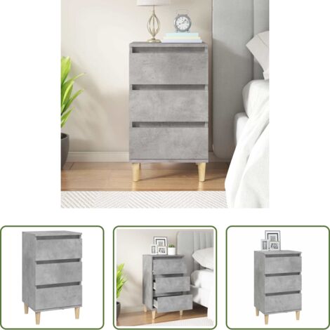 Comodino grigio cemento -  Comodino Grigio Cemento 40x35x70 cm in Legno Multistrato