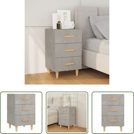 Comodino grigio cemento -  Comodino Grigio Cemento 40x40x66 cm in Legno Multistrato