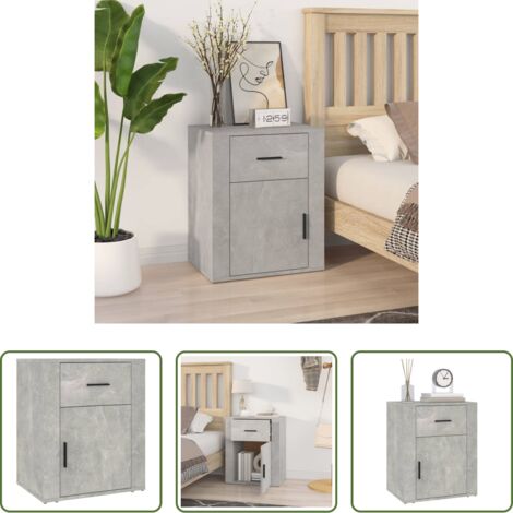 Comodino grigio cemento -  Comodino Grigio Cemento 50x36x60 cm in Legno Multistrato