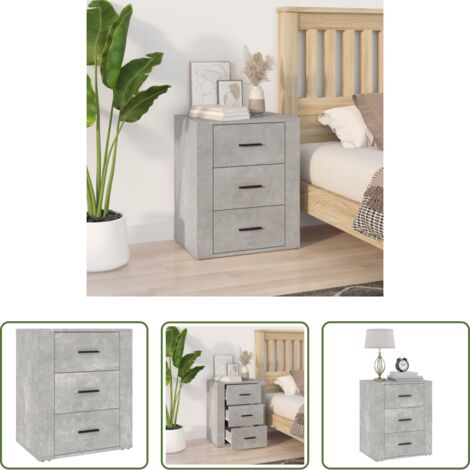 Comodino grigio cemento -  Comodino Grigio Cemento 50x36x60 cm in Legno Multistrato