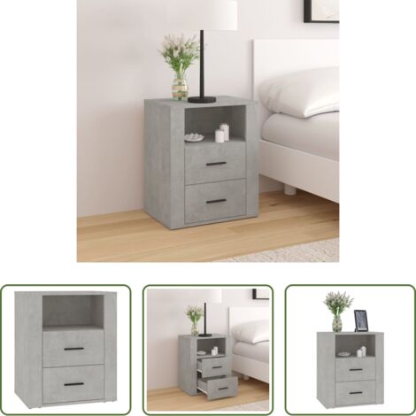 Comodino grigio cemento -  Comodino Grigio Cemento 50x36x60 cm in Legno Multistrato