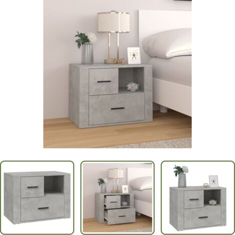 Comodino grigio cemento -  Comodino Grigio Cemento 60x36x45 cm in Legno Multistrato