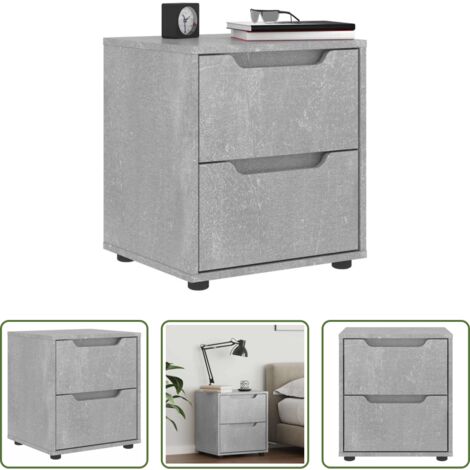 Comodino grigio cemento -  Comodino VISNES Grigio Cemento 45x40x50 cm in Legno Multistrato
