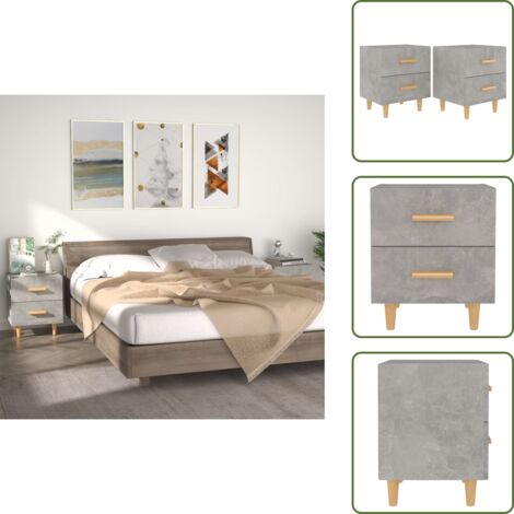 Comodino grigio cemento - vidaXL Comodini 2 pz Grigio Cemento 40x35x47,5 cm - Comodino con cassetti