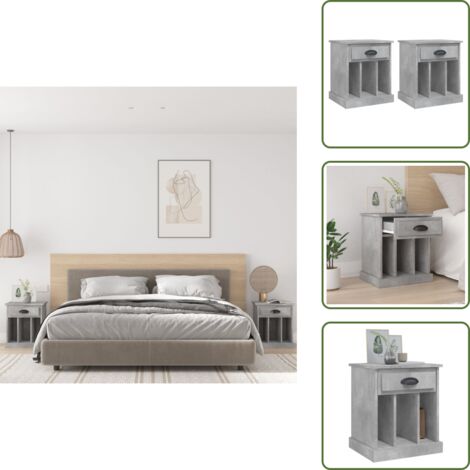 Comodino grigio cemento - vidaXL Comodini 2 pz Grigio Cemento 43x36x50 cm - Comodino con cassetto