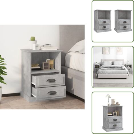 Comodino grigio cemento - vidaXL Comodini 2 pz Grigio Cemento 43x36x60 cm - Comodino con cassetti