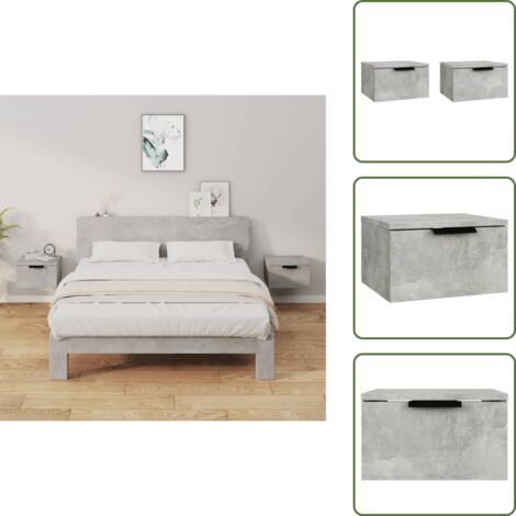 Comodino grigio cemento - vidaXL Comodini a Muro 2 pz Grigio Cemento 34x30x20 cm - Comodino da parete con piano stabile