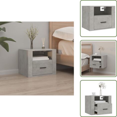 Comodino grigio cemento - vidaXL Comodino a Muro Grigio Cemento 50x36x40 cm -