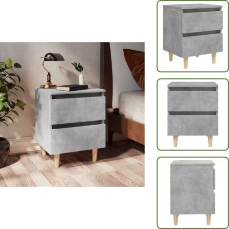 Comodino grigio cemento - vidaXL Comodino con Gambe in Pino Massello Grigio Cemento 40x35x50 cm - Comodino con quattro gambe