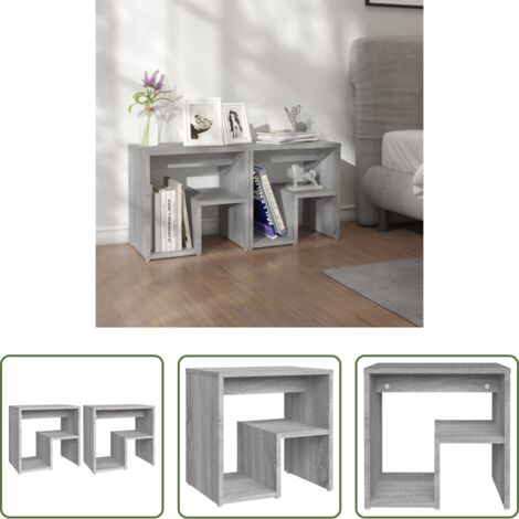 Comodino grigio -  Comodini Grigio Sonoma 2 pz 40x30x40 cm in Legno Multistrato