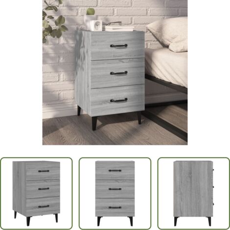 Comodino grigio -  Comodino Grigio Sonoma 40x40x66 cm in Legno Multistrato