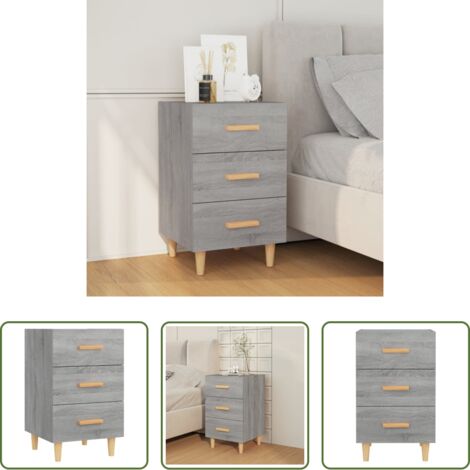 Comodino grigio -  Comodino Grigio Sonoma 40x40x66 cm in Legno Multistrato