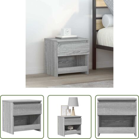 Comodino grigio -  Comodino Rovere Grigio 40x30x39 cm Legno Ingegnerizzato