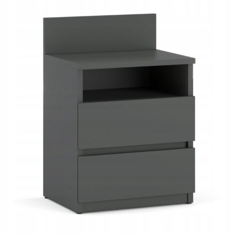 Comodino grigio da 40 cm con 2 cassetti e ripiano per camera da letto