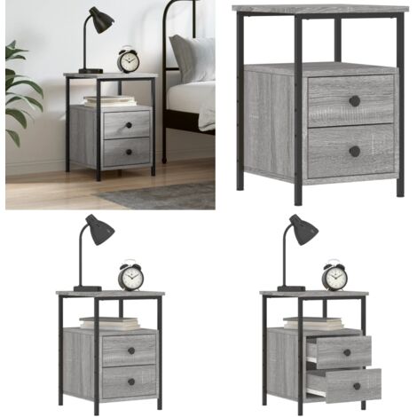Comodino Grigio Sonoma 34x35,5x50 cm in Legno Multistrato - Comodino industriale - Comodino grigio