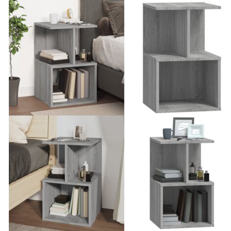 Comodino Grigio Sonoma 35x35x55 cm in Legno Multistrato - Comodino grigio - Comodino con vani