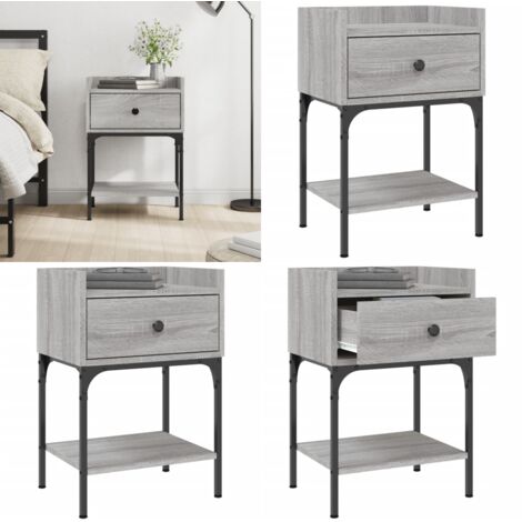 Comodino Grigio Sonoma 40,5x31x60 cm in Legno Multistrato - Comodino grigio - Comodino con piedini regolabili