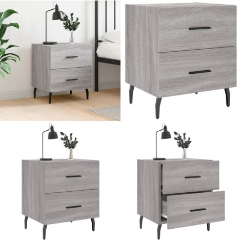 Comodino Grigio Sonoma 40x35x47,5 cm in Legno Multistrato - Comodino moderno - Comodino grigio