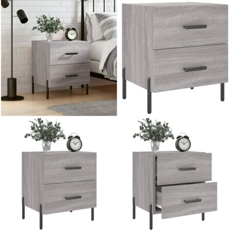 Comodino Grigio Sonoma 40x35x47,5 cm in Legno Multistrato - Comodino moderno - Comodino grigio sonoma
