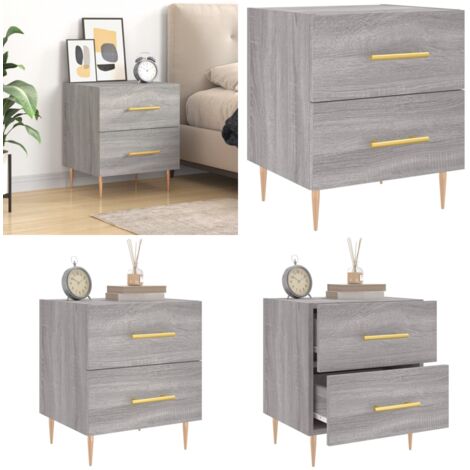 Comodino Grigio Sonoma 40x35x47,5 cm in Legno Multistrato - Comodino moderno - Comodino grigio sonoma