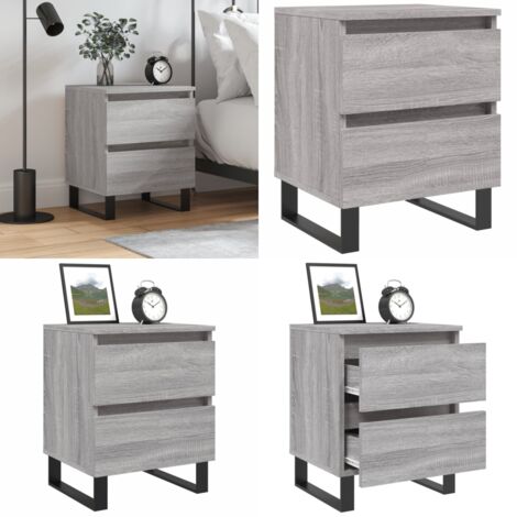 Comodino Grigio Sonoma 40x35x50 cm in Legno Multistrato - Comodino grigio - Comodino con cassetti