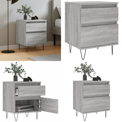 Comodino Grigio Sonoma 40x35x50 cm in Legno Multistrato - Comodino grigio - Comodino moderno