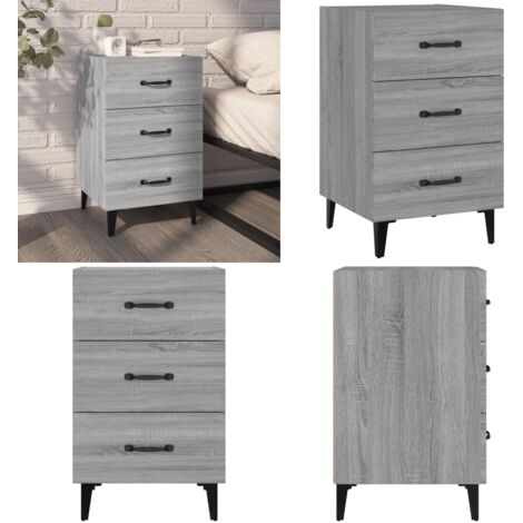 Comodino Grigio Sonoma 40x40x66 cm in Legno Multistrato - Comodino grigio - Comodino con cassetti