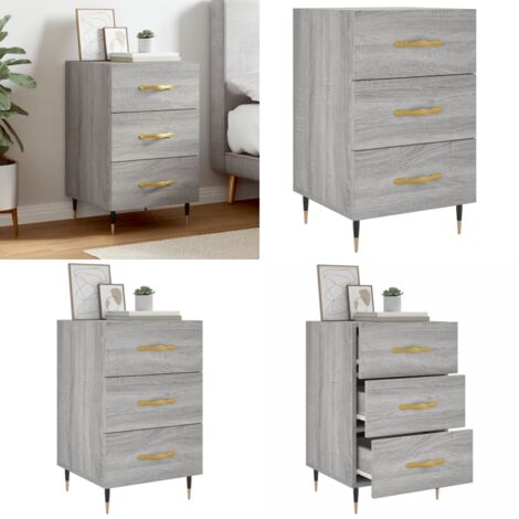 Comodino Grigio Sonoma 40x40x66 cm in Legno Multistrato - Comodino moderno - Comodino grigio