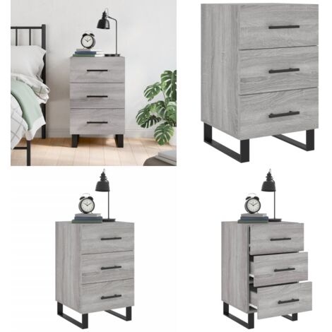 Comodino Grigio Sonoma 40x40x66 cm in Legno Multistrato - Comodino moderno - Comodino grigio