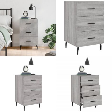 Comodino Grigio Sonoma 40x40x66 cm in Legno Multistrato - Comodino moderno - Comodino grigio
