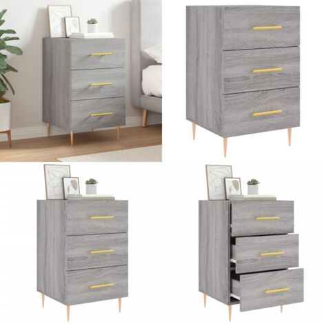 Comodino Grigio Sonoma 40x40x66 cm in Legno Multistrato - Comodino moderno - Comodino grigio