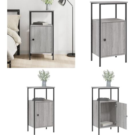 Comodino Grigio Sonoma 41x31x80 cm in Legno Multistrato - Comodino industriale - Comodino grigio