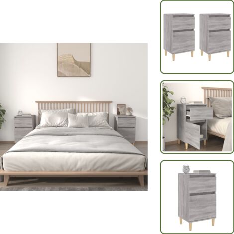 Comodino grigio - vidaXL Comodini 2 pz Grigio Sonoma 40x35x70 cm - Comodino moderno