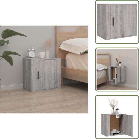 Comodino grigio - vidaXL Comodino a Muro Grigio Sonoma 50x30x47 cm - Comodino in legno