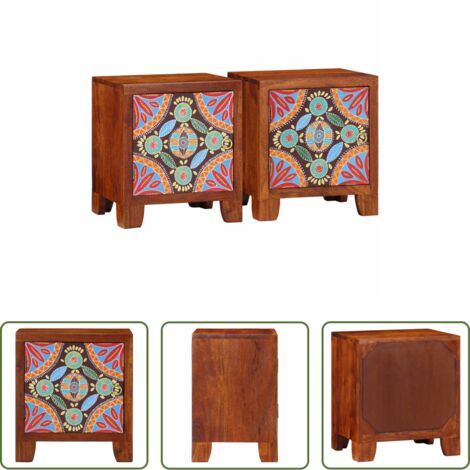 Comodino in acacia -  Comodini 2 pz 40x30x45 cm in Legno Massello di Acacia
