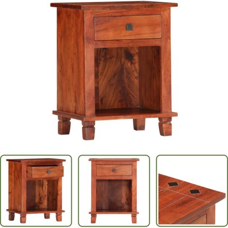Comodino in acacia -  Comodino 40x30x50 cm in Legno Massello di Acacia