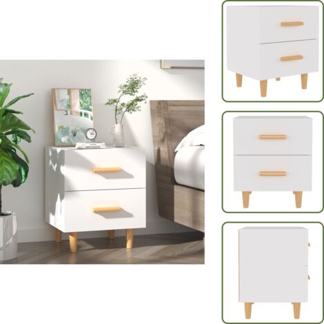Comodino in eucalipto - vidaXL Comodino Bianco 40x35x47,5 cm - Comodino bianco