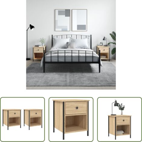 Comodino in ferro -  Comodini 2 pz Rovere Sonoma 40x42x50 cm in Legno Multistrato