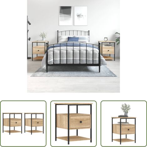 Comodino in ferro -  Comodini 2 pz Rovere Sonoma 40x42x56 cm in Legno Multistrato