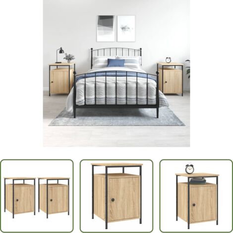 Comodino in ferro -  Comodini 2 pz Rovere Sonoma 40x42x60 cm in Legno Multistrato