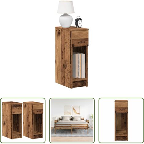 Comodino in legno antico -  Comodini con Cassetto 2 pz in Legno Antico 20x36x60 cm