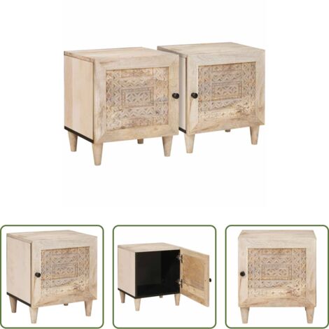 Comodino in legno -  Armadio da Notte 2 pcs Beige 40 x 33 x 46 cm