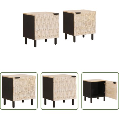 Comodino in legno -  Armadio da Notte 2 pcs Bianco 40 x 33 x 46 cm