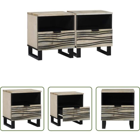 Comodino in legno -  Armadio da Notte 2 pcs Bianco e Nero 40 x 33 x 46 cm