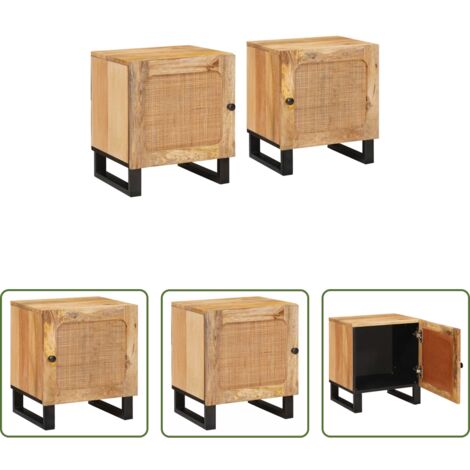 Comodino in legno -  Armadio da Notte 2 pcs Naturale 40 x 33 x 46 cm
