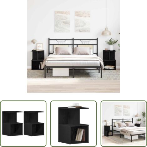 Comodino in legno -  Armadio da Notte 2 pcs Rovere Nero 35 x 35 x 55 cm
