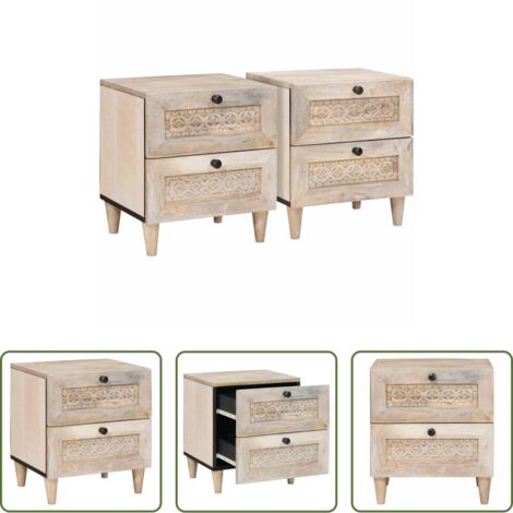 Comodino in legno -  Armadio da Notte con cassetto 2 pcs Beige 40 x 33 x 46 cm