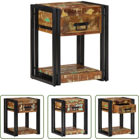 Comodino in legno -  Armadio da Notte con cassetto 2 pcs Multicolore 40 x 35 x 50 cm