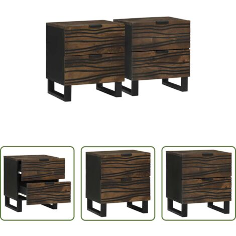 Comodino in legno -  Armadio da Notte con cassetto 2 pcs Noce 40 x 33 x 46 cm
